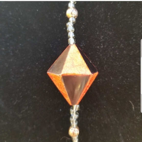 VINTAGE UNIQUE CERAMIC, CINNABAR & GEMSTONE BEADED NECKLACE - Picture 3 of 5